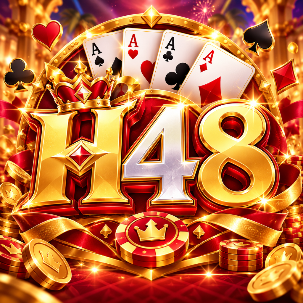 H48 poker game logo with cards and chips